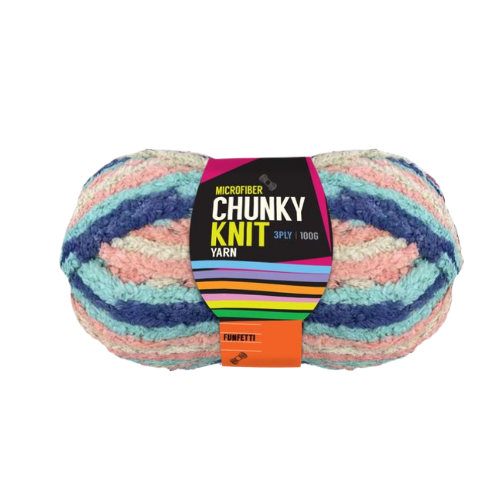 Funfetti Chunky Knitting Wool Yarn 100g 3 Ply 1 Roll Microfiber 100