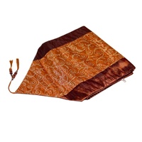 1pce Copper Table Runner / Bed End Throw 190x32cm Satin with Gold Glitter Vine Design