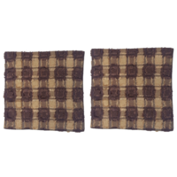 2x 40cm Cushions Set Chocolate Shaggy Pattern With Inserts Polyester 