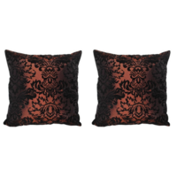 2x 40cm Cushions Set Cover Brown & Black French Provincial With Inserts Polyester 