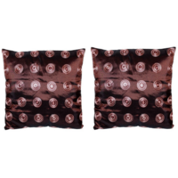 2x 40cm Cushions Set Brown with Retro Circles Inserts Included Polyester 