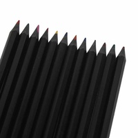 Set of 12 Brilliant Coloured Black Wooded Coloured Pencils MQ-007