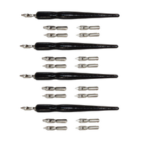 4x Calligraphy Pens Set with 5 Nibs, Writing & Sketching Art