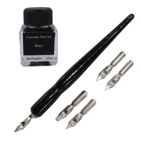 Calligraphy Pen & Ink Set with 5 Nibs Black, Writing, Sketching & Art