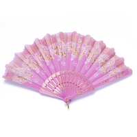 Pink Glitter Hand Fan Beautiful Colour Butterfly Design Fold Out Party