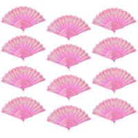 24x Pink Glitter Hand Fans Beautiful Colour Butterfly Design Fold Out Party