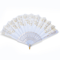 White Glitter Hand Fan Beautiful Colour Butterfly Design Fold Out Party