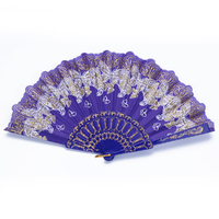 Purple Glitter Hand Fan Beautiful Colour Butterfly Design Fold Out Party