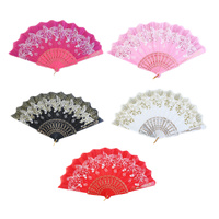 New 1pce Coloured Glitter Hand Fans 6 Asst Colours Fold Up