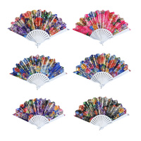 1pce Metallic Floral Hand Fan Multi Coloured