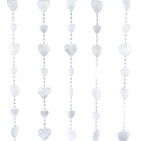 1pce 80x170cm Beaded Door Curtains Retro Silver Flat Hearts Design