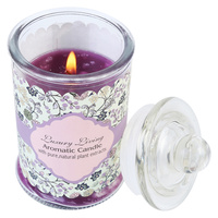 Luxury Living Lavender Scented Purple Candle in Clear Glass Jar 11cm 1pce