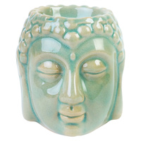 New 1pce 8.5cm Buddha Head Oil Burner Green Glazed Ceramic