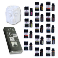 Oil Burner Kit + 14 Essential Oils Scents & 10 Tealight Candles, White Buddha