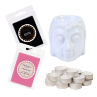 Buddha Wax Melt/Oil Burner Kit with 10pce Tealights, Soy Wax Melts