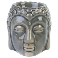  1pce 8.5cm Buddha Head Oil Burner Grey Glazed Ceramic