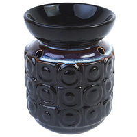 Oil Burner 12cm Round Darker with Marbled Look Hand Made Glazed Ceramic