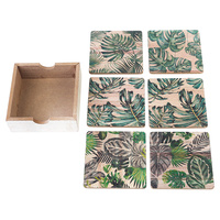 6x Grean Leaf Coaster Set 10x10cm Design 1