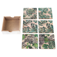  Set of 6 Grean Leaf Coaster Set 10x10cm Design 1