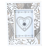 1pce Photo Frame in White Leaf Laser Cut Design for 4x6" Prints