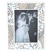 Photo Frame White Leaf Laser Cut Design 5x7" Prints Frame is 26.5x21cm