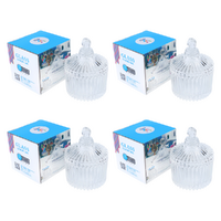 Glass Jars with Lids 4pce Set Perfect for Candle Making Circus Tent Design 9x6.5cm