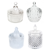 Glass Jars Set 4 Piece Set for Candle Making With Lids Ornate Designs 