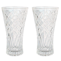 Flower Glass Vase In Vintage Style Ornate Design 23cm 2 Piece Bundled Set