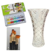 Glass Painting Kit with Brushes, 24cm Glass Vase & Paint DIY Kids Art Project