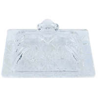 1pce 15.5x11cm Vintage Style Glass Butter Plate Holder with Ornate Design