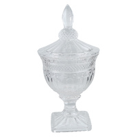 28x18cm Glass Fruit/Candy Jar Pillar Holder Ornate Vintage Etched Design