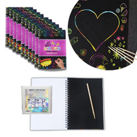 Rainbow Scratch Paper with 10 Stencils & A5 Books Magic Art with Wooden Stylus'
