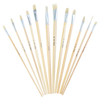 12x Flat Painting Brushes in Pack Suitable Watercolour or Acrylic