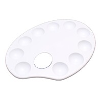 23cm Oval Plastic Acrylic Palette with 10 Holes for Mixing & Painting Reusable