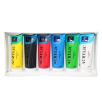 6pce 75ml Acrylic Paint Set Primary Colour Tubes Artist