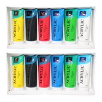 2x Acrylic Paint Sets 75ml Tubes Intro 6pce Primary Colours Bundle