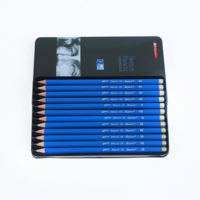 New 12pce Sketching Pencil Set in Metal Storage Case Box