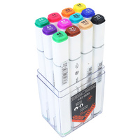  12pce Dual Nib Marker Alcohol Based Assorted Colours Excellent Blending