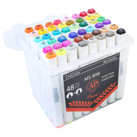  48pce Dual Nib Marker Alcohol Based Assorted Colours FREE CASE Excellent Blending