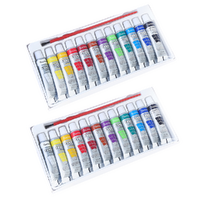 2x Fabric Textile Paint Sets 12 Intro Colours 12ml Tubes in Box with Brush