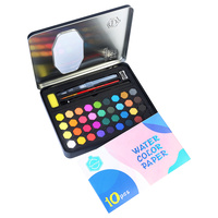 36pce Watercolour Set in Gift Box, Bag, Brushes, Sharpener and Pencil Premium 