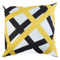 1pce 45cm Dominant Yellow / White and Black Cushion Cover with Insert