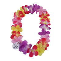 12pce Bundle 60cm Hawaiian Lei Garland Multi Colours Flower Wreath for Fancy Dress Party Full & Plush