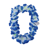 4pce Bundle Hawaiian Lei Garland Blue Tones Flower Wreath for Fancy Dress Party Full and Plush