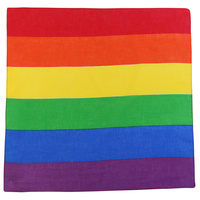 Bandana Rainbow Flag, LGBTQIA+ Pride (Lge) 1pce 54cm 100% Cotton Head Wrap Scarf