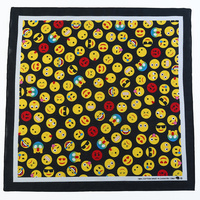 Bandana Yellow Emoji Faces on Black 1pce 54cm 100% Cotton Head Wrap Scarf