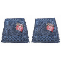 2x Blue Boho Throw Rug, Table Cloth, Picnic, Camping Blanket 180x200cm