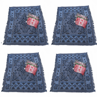 4x Blue Boho Throw Rug, Table Cloth, Picnic, Camping Blanket 180x200cm
