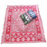 Red Boho Throw Rug, Table Cloth, Picnic, Camping Blanket 180x200cm 