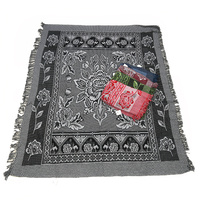 Black Boho Throw Rug, Table Cloth, Picnic, Camping Blanket 180x200cm 